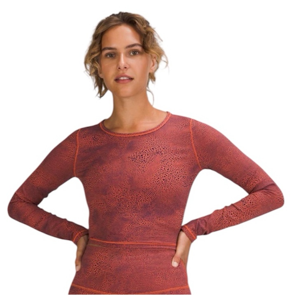 Lululemon Wunder Train Cropped Long Sleeve Shirt
Crackle Glaze Orange Larkspur 2